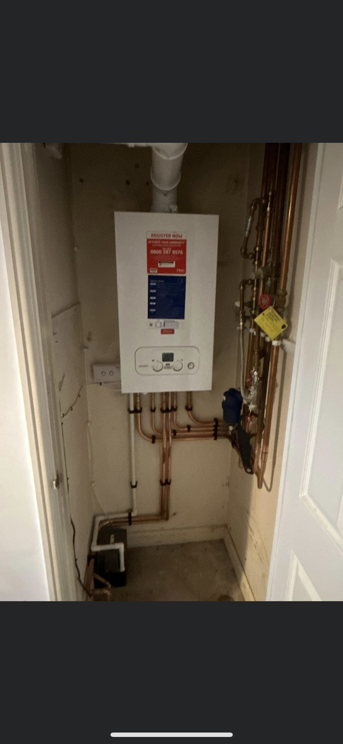 Recent work by SH Gas & Plumbing: a boiler installation with fresh copper pipework